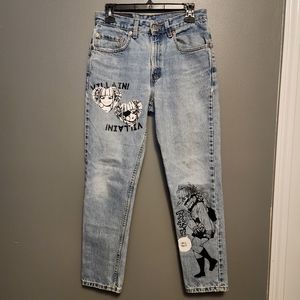 VTG Levi's 90's anime screen printed 512 slim tapered leg jeans size 30x30